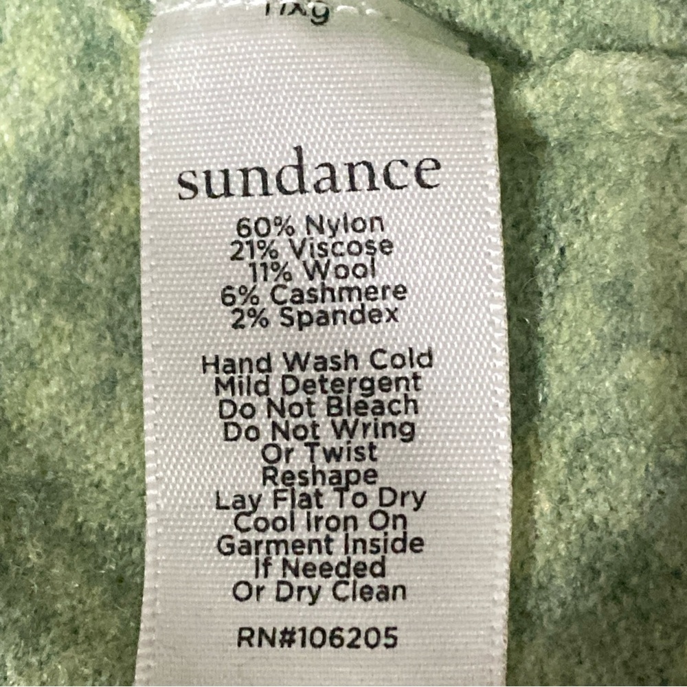 Sundance Soft Green Knit Ruffle neck Sweater women’s large cashmere blend - Picture 4 of 4